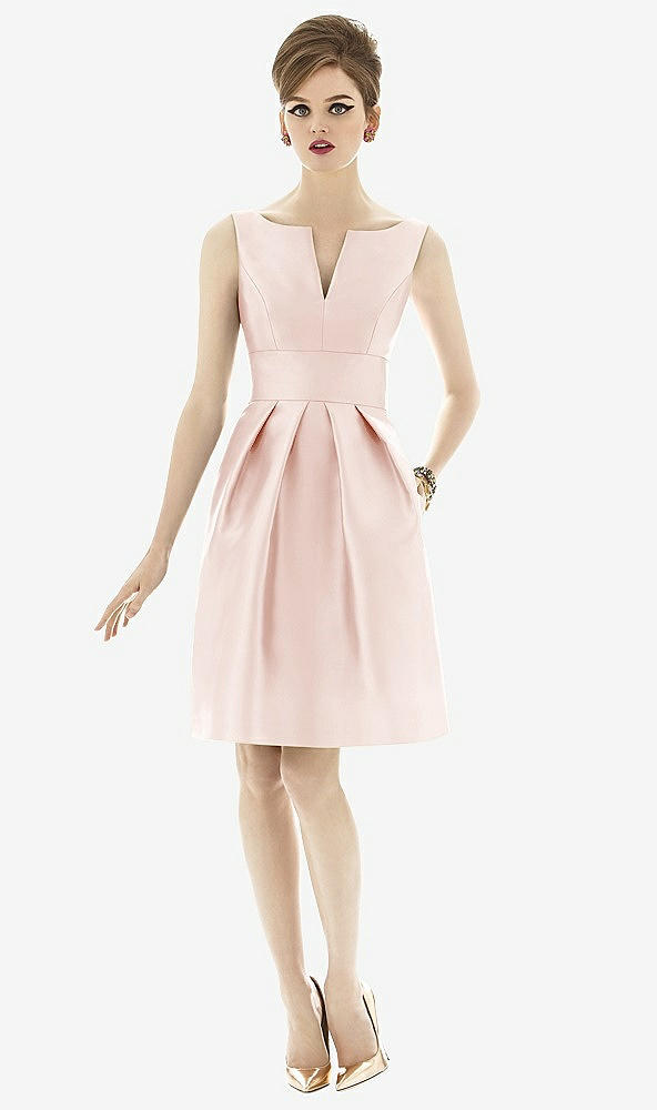 Front View - Blush Alfred Sung Bridesmaid Dress D654