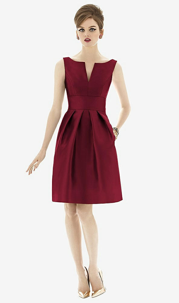 Front View - Burgundy Alfred Sung Bridesmaid Dress D654