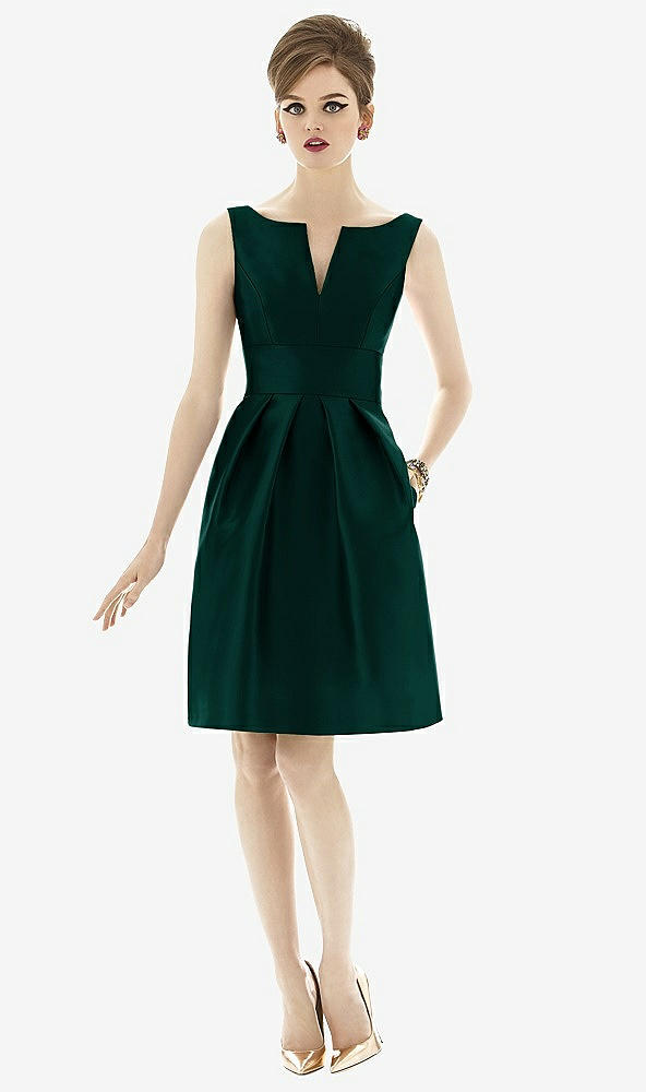 Front View - Evergreen Alfred Sung Bridesmaid Dress D654