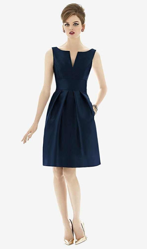 Front View - Midnight Navy Alfred Sung Bridesmaid Dress D654