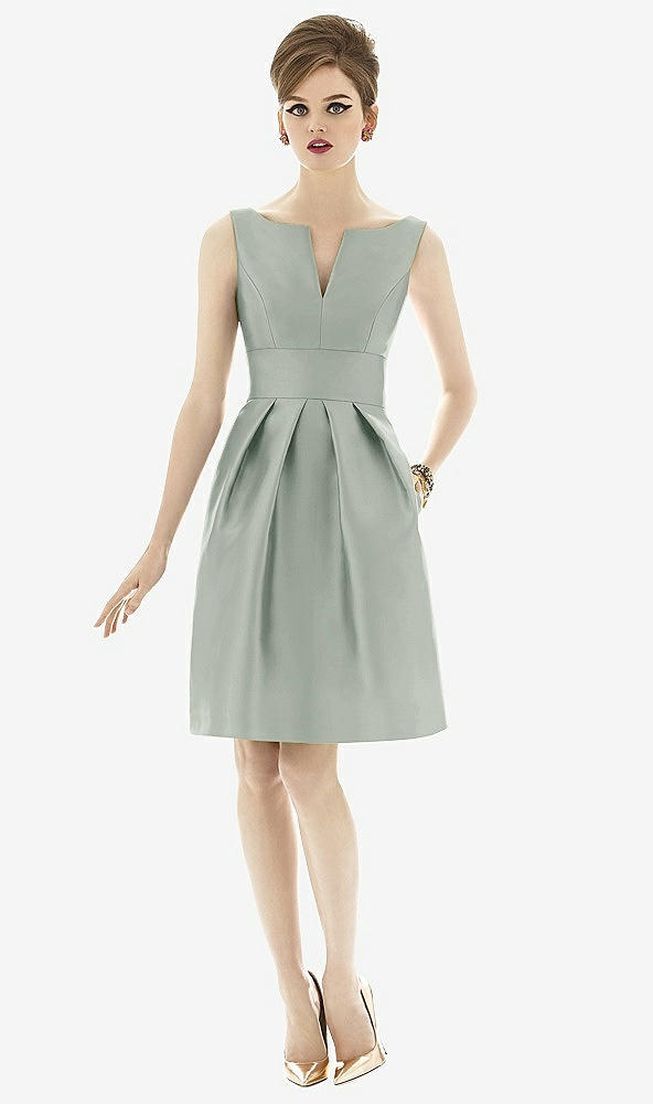 Front View - Willow Green Alfred Sung Bridesmaid Dress D654
