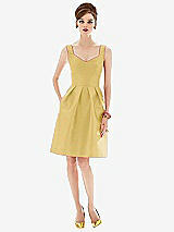 Front View Thumbnail - Maize Cocktail Sleeveless Satin Twill Dress
