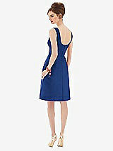Rear View Thumbnail - Classic Blue Cocktail Sleeveless Satin Twill Dress