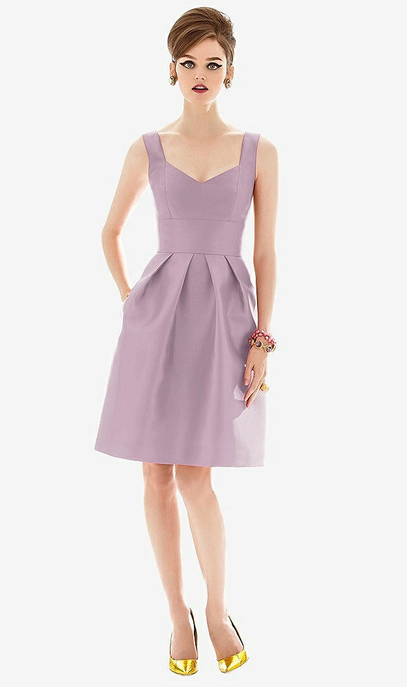 Front View - Suede Rose Cocktail Sleeveless Satin Twill Dress