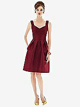 Front View Thumbnail - Burgundy Cocktail Sleeveless Satin Twill Dress