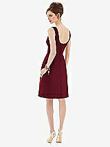 Rear View Thumbnail - Burgundy Cocktail Sleeveless Satin Twill Dress