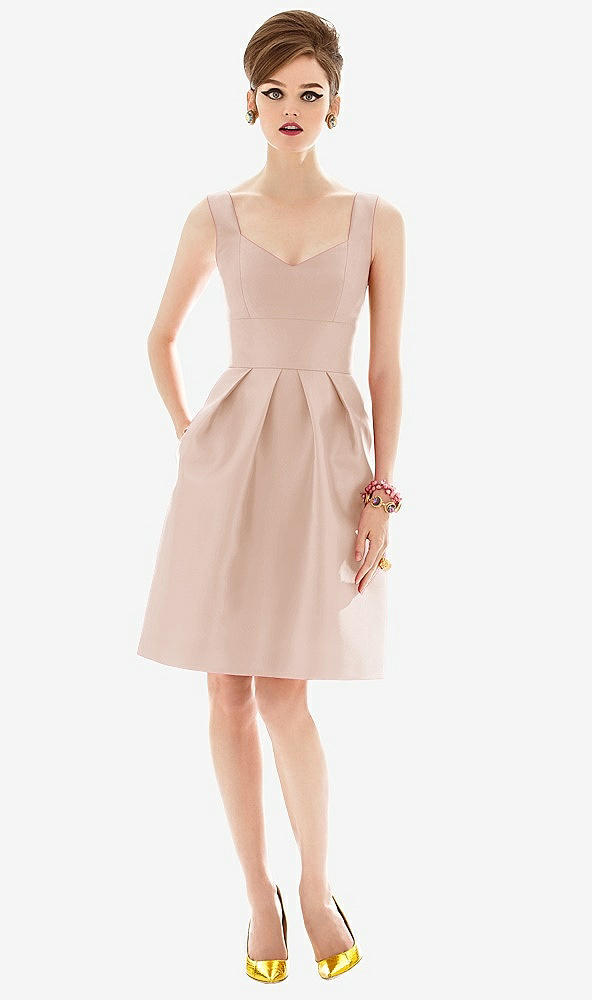 Front View - Cameo Cocktail Sleeveless Satin Twill Dress