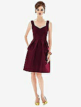 Front View Thumbnail - Cabernet Cocktail Sleeveless Satin Twill Dress