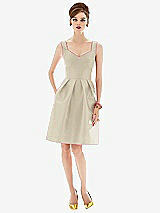 Front View Thumbnail - Champagne Cocktail Sleeveless Satin Twill Dress