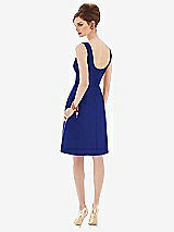 Rear View Thumbnail - Cobalt Blue Cocktail Sleeveless Satin Twill Dress