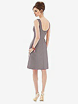 Rear View Thumbnail - Cashmere Gray Cocktail Sleeveless Satin Twill Dress