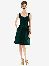 Front View Thumbnail - Evergreen Cocktail Sleeveless Satin Twill Dress
