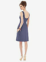Rear View Thumbnail - French Blue Cocktail Sleeveless Satin Twill Dress