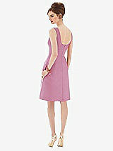 Rear View Thumbnail - Powder Pink Cocktail Sleeveless Satin Twill Dress