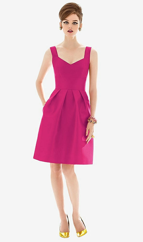 Front View - Think Pink Cocktail Sleeveless Satin Twill Dress