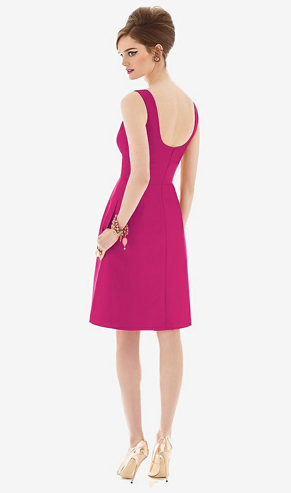 Back View - Think Pink Cocktail Sleeveless Satin Twill Dress