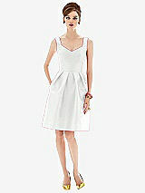 Front View Thumbnail - White Cocktail Sleeveless Satin Twill Dress