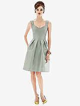 Front View Thumbnail - Willow Green Cocktail Sleeveless Satin Twill Dress