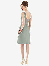 Rear View Thumbnail - Willow Green Cocktail Sleeveless Satin Twill Dress