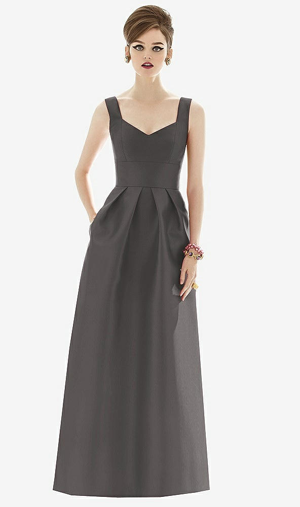 Front View - Caviar Gray Alfred Sung Bridesmaid Dress D659
