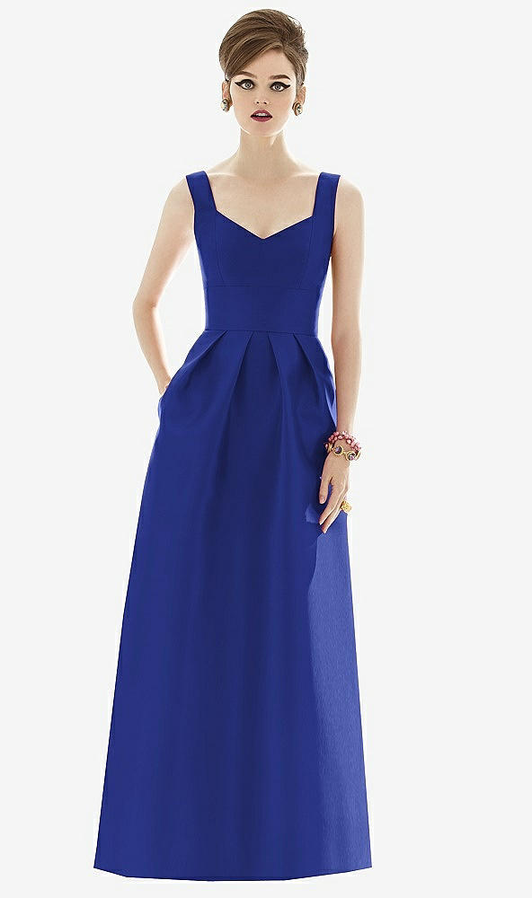 Front View - Cobalt Blue Alfred Sung Bridesmaid Dress D659