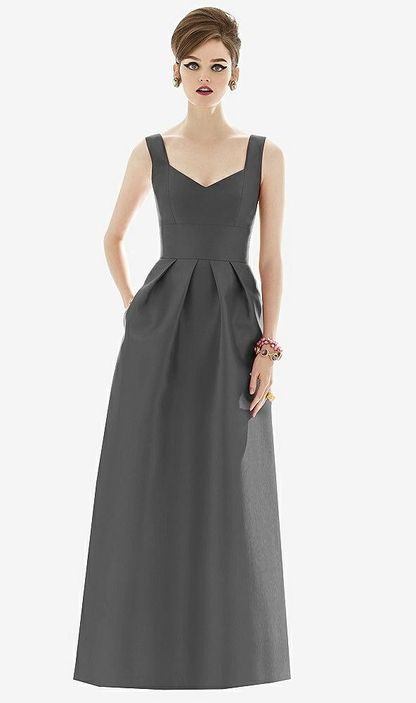Front View - Gunmetal Alfred Sung Bridesmaid Dress D659