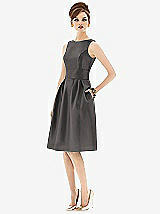 Front View Thumbnail - Caviar Gray Alfred Sung Open Back Cocktail Dress D660