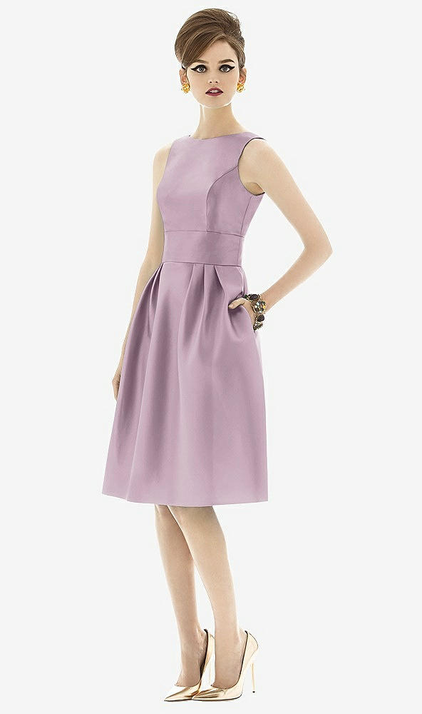 Front View - Suede Rose Alfred Sung Open Back Cocktail Dress D660