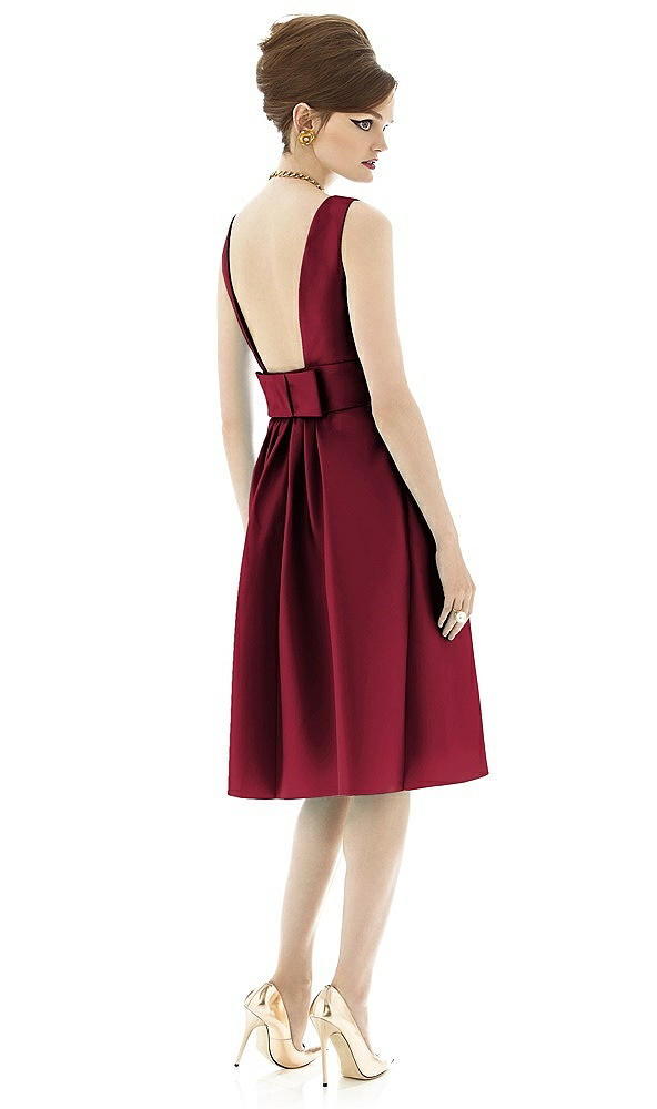 Back View - Burgundy Alfred Sung Open Back Cocktail Dress D660
