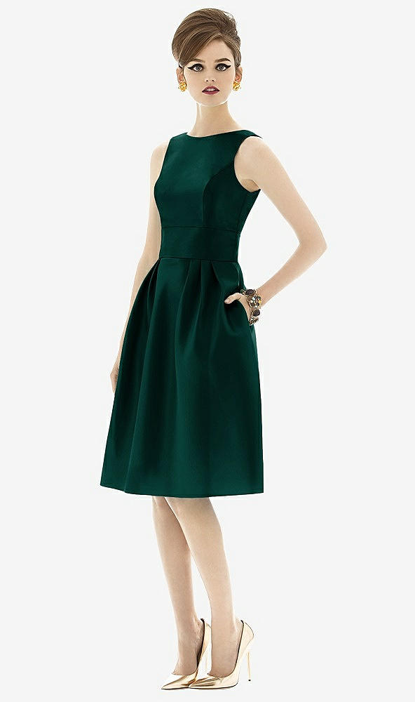 Front View - Evergreen Alfred Sung Open Back Cocktail Dress D660