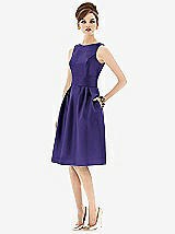 Front View Thumbnail - Grape Alfred Sung Open Back Cocktail Dress D660