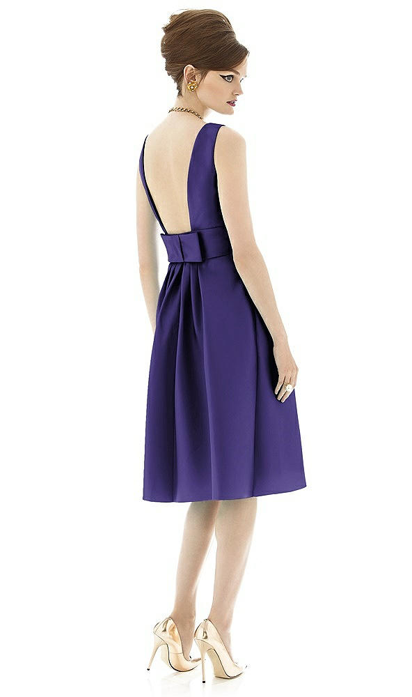 Back View - Grape Alfred Sung Open Back Cocktail Dress D660