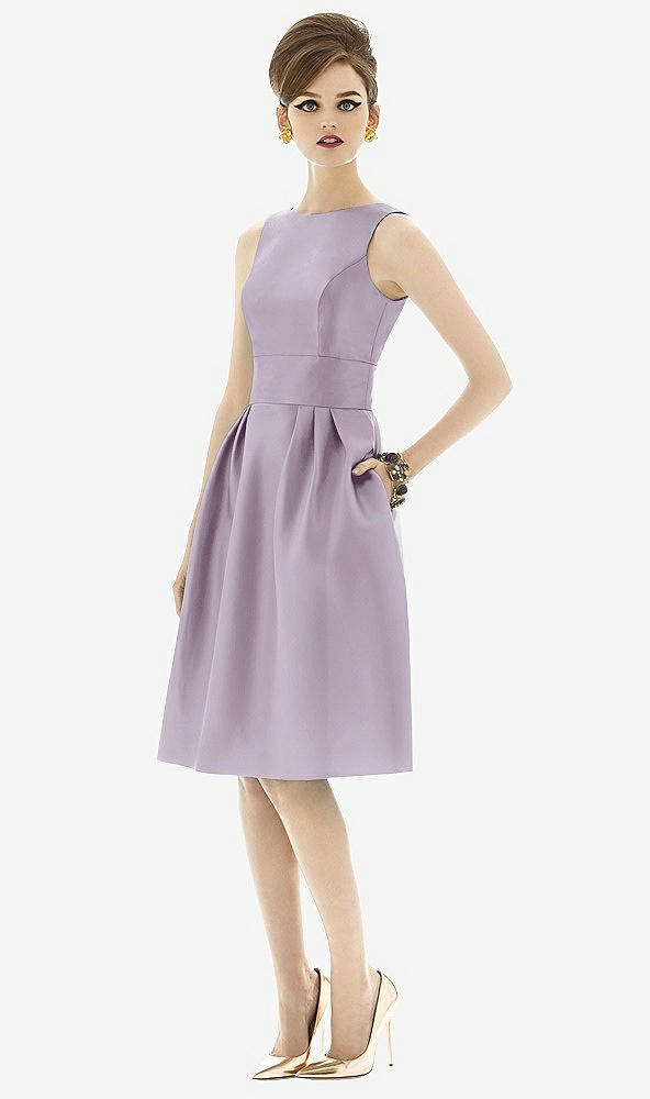 Front View - Lilac Haze Alfred Sung Open Back Cocktail Dress D660
