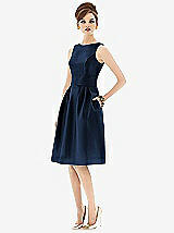 Front View Thumbnail - Midnight Navy Alfred Sung Open Back Cocktail Dress D660