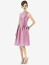 Front View Thumbnail - Powder Pink Alfred Sung Open Back Cocktail Dress D660