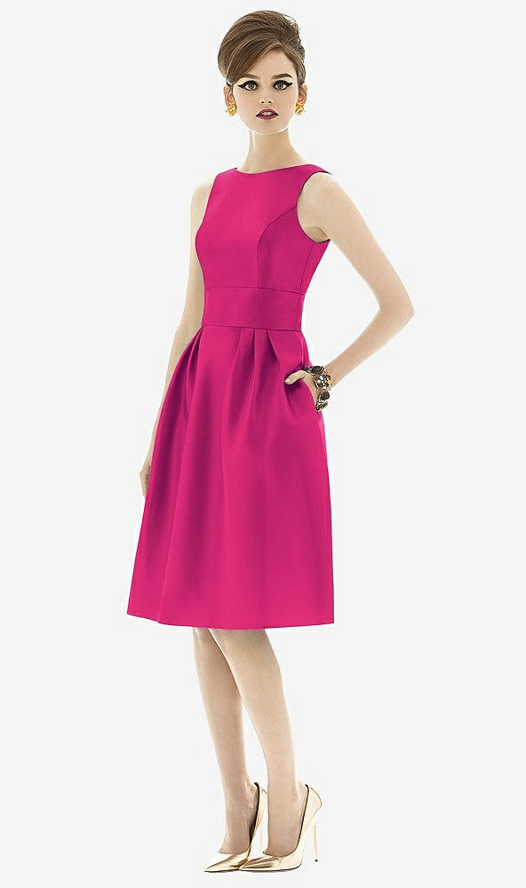 Front View - Think Pink Alfred Sung Open Back Cocktail Dress D660