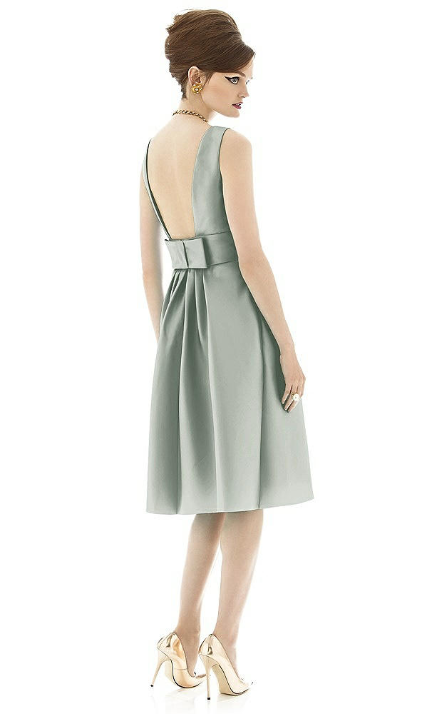 Back View - Willow Green Alfred Sung Open Back Cocktail Dress D660