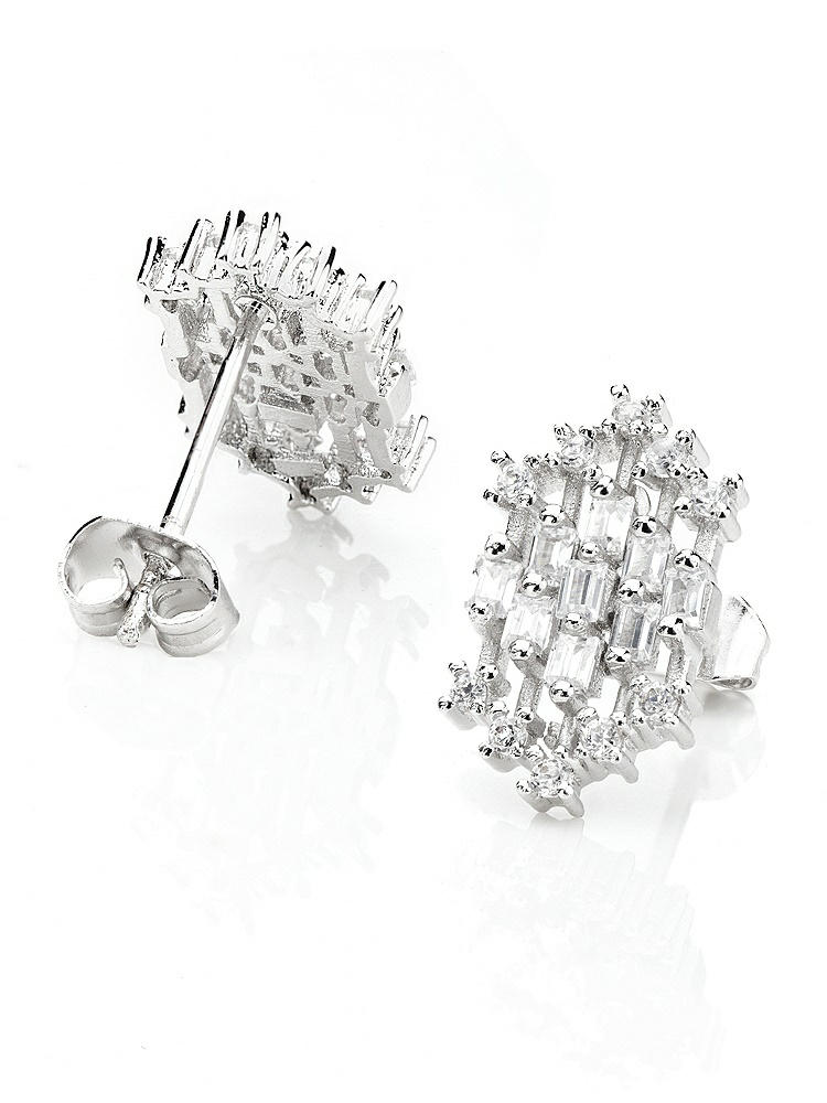 Front View - Clear Patterned CZ Studs
