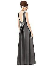 Rear View Thumbnail - Caviar Gray Alfred Sung Open Back Satin Twill Gown D661