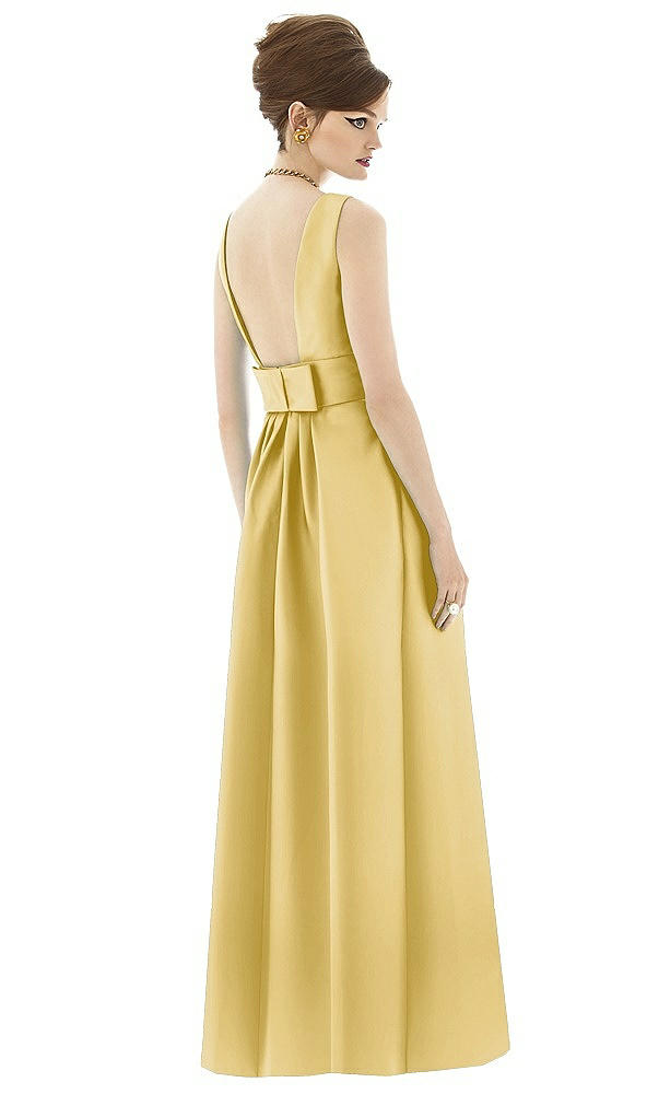 Back View - Maize Alfred Sung Open Back Satin Twill Gown D661