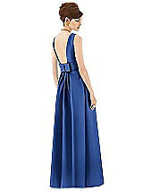Rear View Thumbnail - Classic Blue Alfred Sung Open Back Satin Twill Gown D661