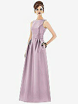 Front View Thumbnail - Suede Rose Alfred Sung Open Back Satin Twill Gown D661