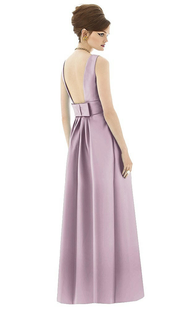 Back View - Suede Rose Alfred Sung Open Back Satin Twill Gown D661