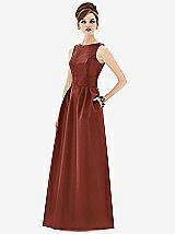 Front View Thumbnail - Auburn Moon Alfred Sung Open Back Satin Twill Gown D661
