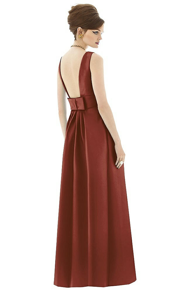 Back View - Auburn Moon Alfred Sung Open Back Satin Twill Gown D661