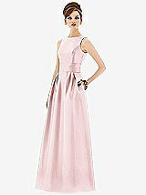 Front View Thumbnail - Ballet Pink Alfred Sung Open Back Satin Twill Gown D661