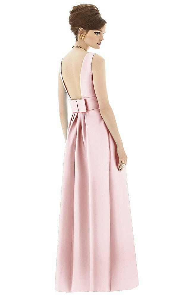 Back View - Ballet Pink Alfred Sung Open Back Satin Twill Gown D661