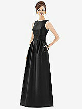 Front View Thumbnail - Black Alfred Sung Open Back Satin Twill Gown D661
