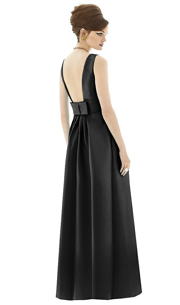 Back View - Black Alfred Sung Open Back Satin Twill Gown D661