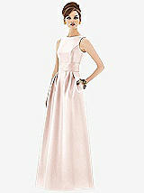 Front View Thumbnail - Blush Alfred Sung Open Back Satin Twill Gown D661